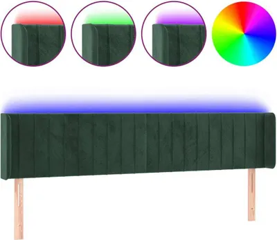 Produktbild von LED Kopfteil Dunkelgrün 163x16x78/88 cm Samt