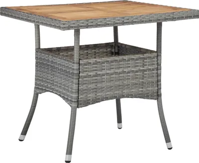 Produktbild von vidaXL 3-tlg. Garten-Essgruppe Grau Poly Rattan und Akazienholz