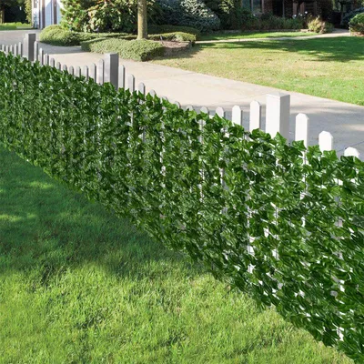 Produktbild von Balkonsichtschutz, Sicht- und Windschutz Matte mit dunkelgrünen Blättern, künstliche Hecke in Blätter-Optik, Sichtschutzhecke Pflanzen, 1 * 3 m