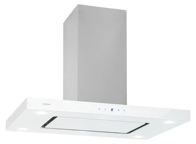 Image de Klarstein Valeria Hotte Îlot - 230W, débit max. 650 m³/h, 3 niveaux de puissance, éclairage LED, panneau tactile, verre, inox, éco-énergétique, PureAmbience Concept, blanc