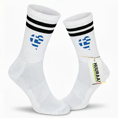 Produktbild von Huuraa Uni Socken Griechenland Flagge Herz 42/46 Black Baumwolle Tennissocken Geschenkidee