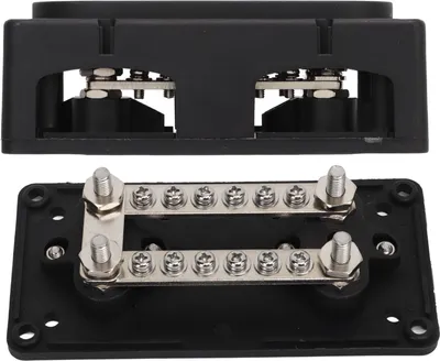 Produktbild von Stromverteilerblock, 4 Pfosten, 100 A, Doppelsammelschiene, robust, universell für 12–48 V, PKW, LKW, Wohnmobil, Boot