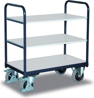 Produktbild von ESD Etagenwagen - Traglast 250 kg - Ladefläche 700 x 1.000 mm - 3 Etagen - Vollgummibereifung