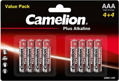 Produktbild von Camelion Plus Alkaline Batterien Micro AAA LR03, 8 Stück