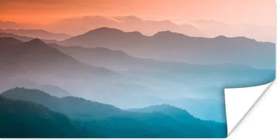 Produktbild von MuchoWow® Poster Berge - Sonne - Orange - Natur 40x20 cm - Poster für die Wand - Poster Schlafzimmer