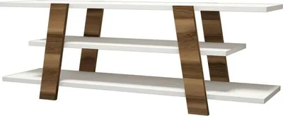 Produktbild von Fernsehschrank Doukhadd, Ständer für Wohnzimmerfernseher, Niedriges Wohnzimmer-Sideboard, TV-Ständerbasis, 120x34h42 cm, Walnuss und Weiß