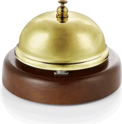 Produktbild von Rezeptionsglocke mit Holzunterteil, Ø 9 cm, goldfarben, Edelstahl