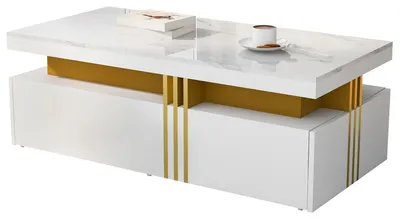 Produktbild von Couchtisch - Beistelltisch - Arbeitstisch - Mit 2 geräumigen Schubladen - Aus MDF mit Melaminbeschichtung