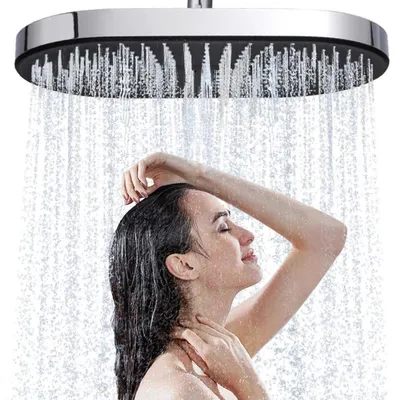 Produktbild von Duschkopf Regendusche 14 Zoll Chrom mit Flüssigsilikondüsen, Hochdruck, 360° drehbar