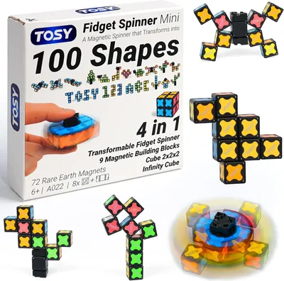 Produktbild von TOSY Magnet Fidget Spinner Mini – 8 Bausteine, 3-in-1: verwandelbarer Fidget-Spinner, Infinity-Würfel, 2x2 Puzzlewürfel, Anti-Stress, STEM-Sensorik-Magnetspielzeug