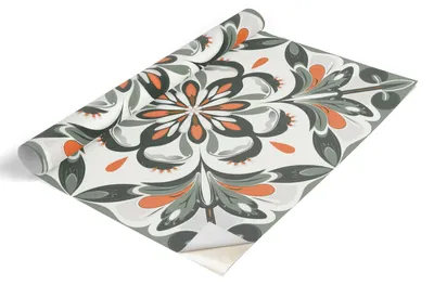 Produktbild von Tulup Möbelfolie - Klebefolie Möbel - Selbstklebende Folie 75x150 cm - Möbelfolie Schrank - Folie für Möbel - Möbelfolie Küche - Wasserdicht - Abwaschbar - Selbstklebend - Luftblasenfrei - Blumensymmetrie
