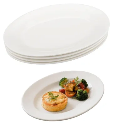 Produktbild von Set von 4 ovalen Porzellantellern 10 x 16,8 cm