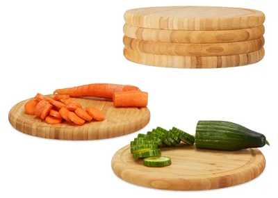 Frühstücksbretter aus Bambus, 6er-Set, 30 cm, Naturfarbe