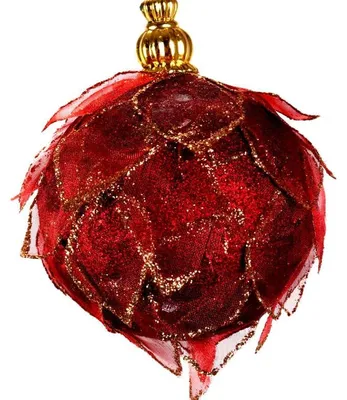 Produktbild von Rote Stoffkugel mit Glitzer, 10 cm