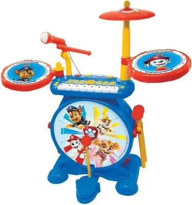 Produktbild von Elektronisches Kinder Schlagzeug Pat' Patrouille, Leuchtend, 3-in-1, Keyboard, Becken, Hocker, Mikrofon, Aufnahmefunktion