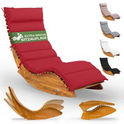 Immagine prodotto di CASARIA® Set Lettino Prendisole in Legno con Cuscino 154x60cm Portata 160 kg Certificato FSC® Lettini da Giardino Sdraio Pieghevole Ergonomica