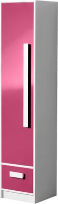Produktbild von Kinderzimmer - Schrank Walter 04, Farbe: Weiß / Rosa Hochglanz - 191 x 40 x 40 cm (H x B x T)