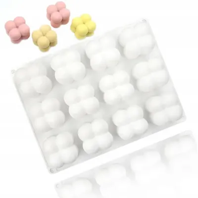 Produktbild von Gift Home KOSTKA Bąbelkowa Bubble Silikonform für 12 Kerzen & Seifen