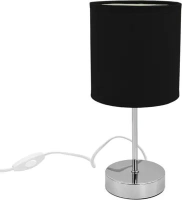 Produktbild von LED Tischleuchte 1-flammig Stoffschirm Deko Lampe Nachttisch Leuchte Schreibtischlampe Wohnzimmerlampe E14 Ø ca. 14cm, Höhe ca. 30cm (Schwarz) [++]