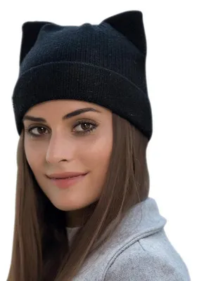 Immagine prodotto di Berretto da donna invernale in maglia con orecchie da gatto, taglia unica, colore nero