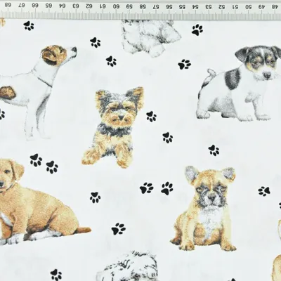 Produktbild von Baumwolle 100% Hunde beige-weiß auf weißem Hintergrund