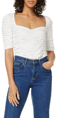 Immagine prodotto di Top in jersey a coste da donna NA-KD, color beige, taglia XXS
