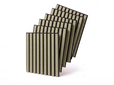 Produktbild von MEBANO. 6er-Set Akustikpaneele Holz 40x40 cm Olive 3D Wandpaneele aus Holzfunier und Filz Wandverkleidung Moderne Lamellenwand, KI-generiertes Bild