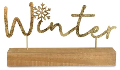 Produktbild von Riffelmacher Schriftzug auf Holzsockel "Winter" 29 x 17 cm 18822 - Gold