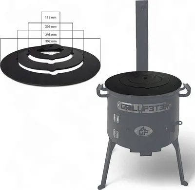 Produktbild von Kochplatte mit Ringen für Utschak 10L D 39 cm aus Stahl 4mm