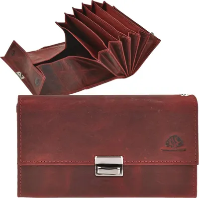 Produktbild von Greenburry Kellnerbörse Leder antik rot Vintage Bedienungsbörse Taxibörse Kellnergeldbörse