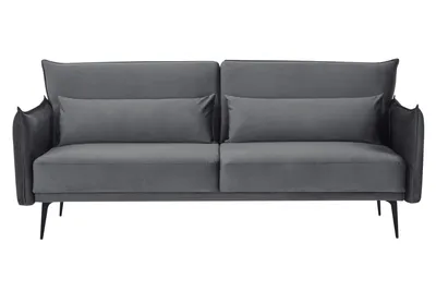 Zdjęcie produktu dla Sofa 3-osobowa SalesFever z funkcją spania | z poduszkami dekoracyjnymi | aksamitne pokrycie | metalowe nóżki | szer. 207 x gł. 86 x wys. 88 cm | szara