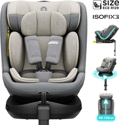 Produktbild von Daliya® BRAVO i-Size, 360° drehbarer Kindersitz, ISOFIX & Stützfuß, Mitwachsender Autokindersitz 0–12 Jahre (40–150 cm), atmungsaktiv, Kinderautositz