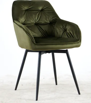 Produktbild von Esszimmerstuhl 1 Stück drehbar Gestell Metall Schwarz / Grün Velvet