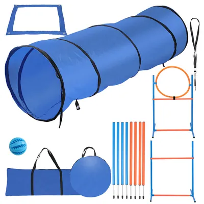 Image de Jopassy Set d'équipement d'entraînement pour chiens Agility Set d'entraînement de mobilité Set d'entraînement de sport canin Tunnel Barres de slalom, Set d'anneaux de saut réglables 5 pcs