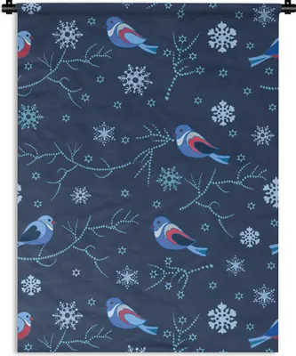 Produktbild von MuchoWow® Wandteppich Wandbehang Vogel - Schneeflocke - Winter - Muster 60x80 cm Tapisserie Dekoration Wandtuch - Decke - Wandtücher - Wohne