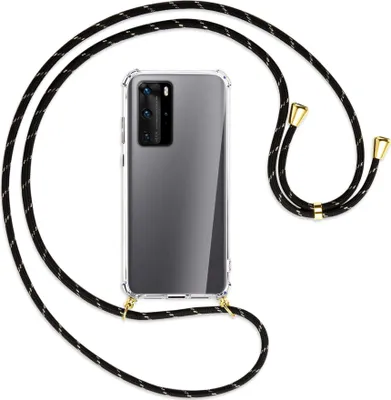 Produktbild von Handykette Backcover-Schutzhülle mit Band (Metall goldfarben) für Huawei P40 - schwarz/gold