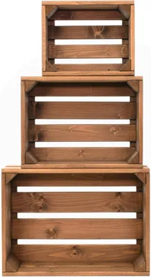 Productafbeelding van Set van 3 houten kisten in vintage stijl, gecertificeerd metkeurmerk