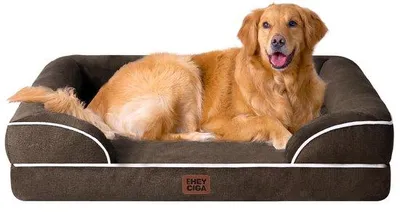 Image de Lit orthopédique pour chien XL, 112 x 81 x 15 cm, imperméable, antidérapant, marron
