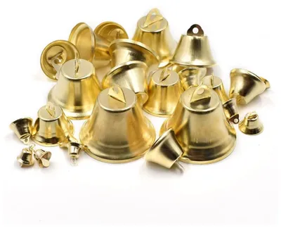 Productafbeelding van Klokken 16 mm mini kleine - Set van 100 - Gouden - Jingle bells vintage ijzeren klokken windgongen