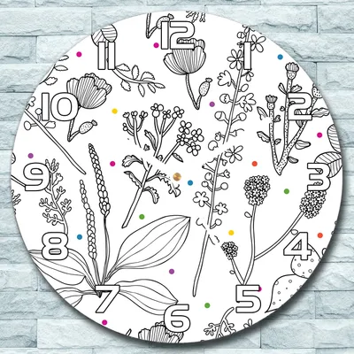 Produktbild von Wanduhr aus Glas Rund fi 30 Schwarz-weiße Blumen Quarz Deko Wohnzimmer Büro