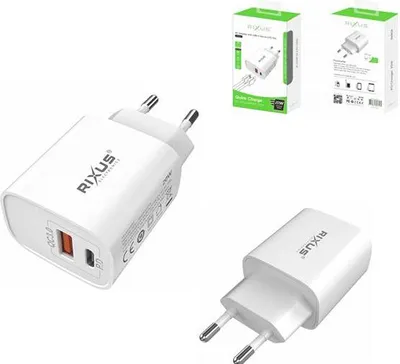 Produktbild von Rixus Schnelladegerät Adapter PD + USB-A 20W, weiß (RX90A)