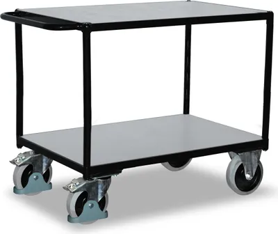 Produktbild von Schwerer ESD Tischwagen mit 2 Ladeflächen Typ M + EasySTOP