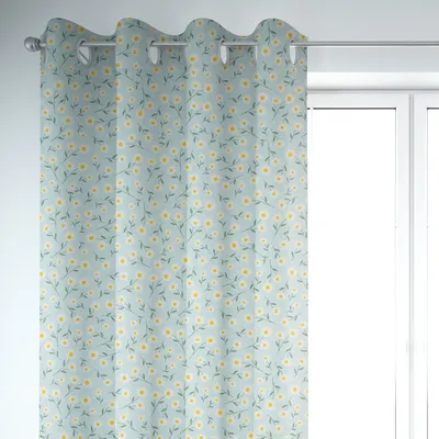Produktbild von SCHÖNER LEBEN. Vorhang Gänseblümchen blau oder natur weiß in 245cm Aufhängung Ösen