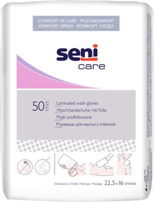 Produktbild von Seni Waschhandschuhe mit Folie 50 St