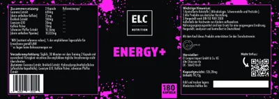 Obrázok produktu pre ELC Nutrition Energy Plus 180 kapsl | Guarana | Kofen | Vivov doplnky | Doplnky stravy