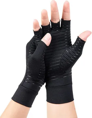 Produktbild von Kompressionshandschuhe für Arthritis, Damen und Herren, dehnbare Handkompressionsbandage, fingerlose Fitnesshandschuhe zur Linderung von Handschmerzen bei Arthrose, ideal zum Tippen und Autofahren