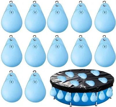Productafbeelding van 12 stuks zwembadafdekking, gewichten, waterzak, zwembadwandtassen met haken, winterzwembad, verzwaringszak, zwembadwaterzak, zwembadafdekking, hangtas voor zwembadafdekking, winter