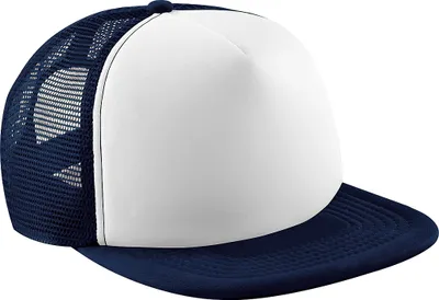 Image de Casquette de baseball junior Beechfield Vintage avec filet RW200 (taille unique) (Bleu marine/Blanc)