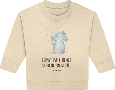 Produktbild von Mr. & Mrs. Panda Organic Baby Pullover Elefant Seifenblasen 6. - 12. Monat - Natural Raw - Geschenk, Lustige Sprüche, Liebe, Liebesspruch, Elefanten, Bullover