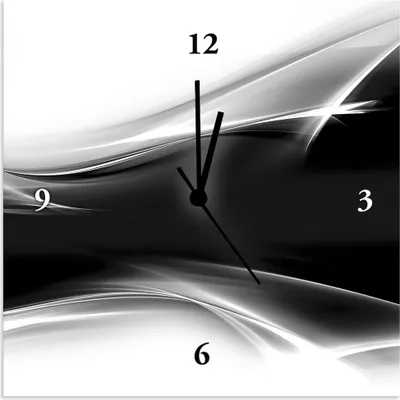 Produktbild von ARTland Wanduhr auf Alu Quarzuhr - schwarzer Zeiger Kreatives Element Schwarz - Weiß Größe: 30x30 cm